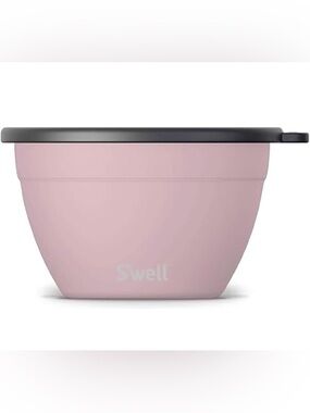 S'well Pink Stainless Steel Food Bowl with Black Lid